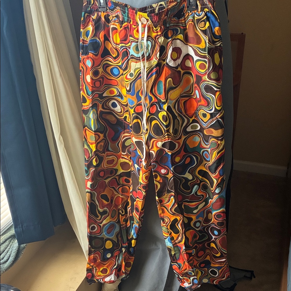 Vibrant Geometric Color Block Pants